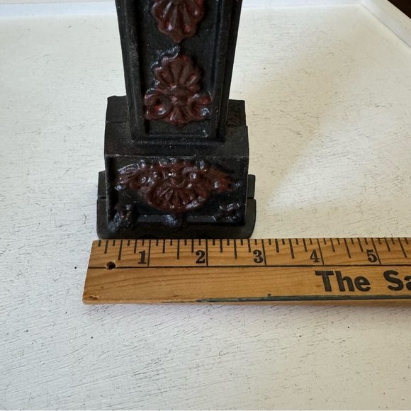 Antique Vintage Cast Iron Grandfather Clock Bank Collectible - Picture 10 of 11